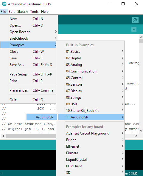 Arduino IDE - ISP example